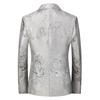 Mens Notched Lapel Dress Floral Suit Luxury Printed Slim Fit Stylish Blazer Casual Single Breasted Wedding Jacket (White,Large) view 2