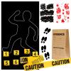Keymall 15 Pcs Crime Scene Decoration Includes Body Silhouette Caution Tape Evidence Marker Bag Footprint Bullet Hole Stickers For Halloween CSI Theme Murder Mystery Dinner Party Room Decor view 1