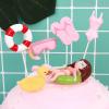 11 Pcs Swimming Pool Cake Decoration - Hawaiian Beach Chair Umbrella Cake Toppers for Summer Birthday Party Supplies, Pink view 3