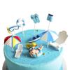11 Pcs Swimming Pool Cake Decoration - Hawaiian Beach Chair Umbrella Cake Toppers for Summer Birthday Party Supplies, Blue view 1