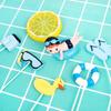 11 Pcs Swimming Pool Cake Decoration - Hawaiian Beach Chair Umbrella Cake Toppers for Summer Birthday Party Supplies, Blue view 2