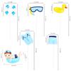 11 Pcs Swimming Pool Cake Decoration - Hawaiian Beach Chair Umbrella Cake Toppers for Summer Birthday Party Supplies, Blue view 3