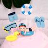 11 Pcs Swimming Pool Cake Decoration - Hawaiian Beach Chair Umbrella Cake Toppers for Summer Birthday Party Supplies, Blue view 4