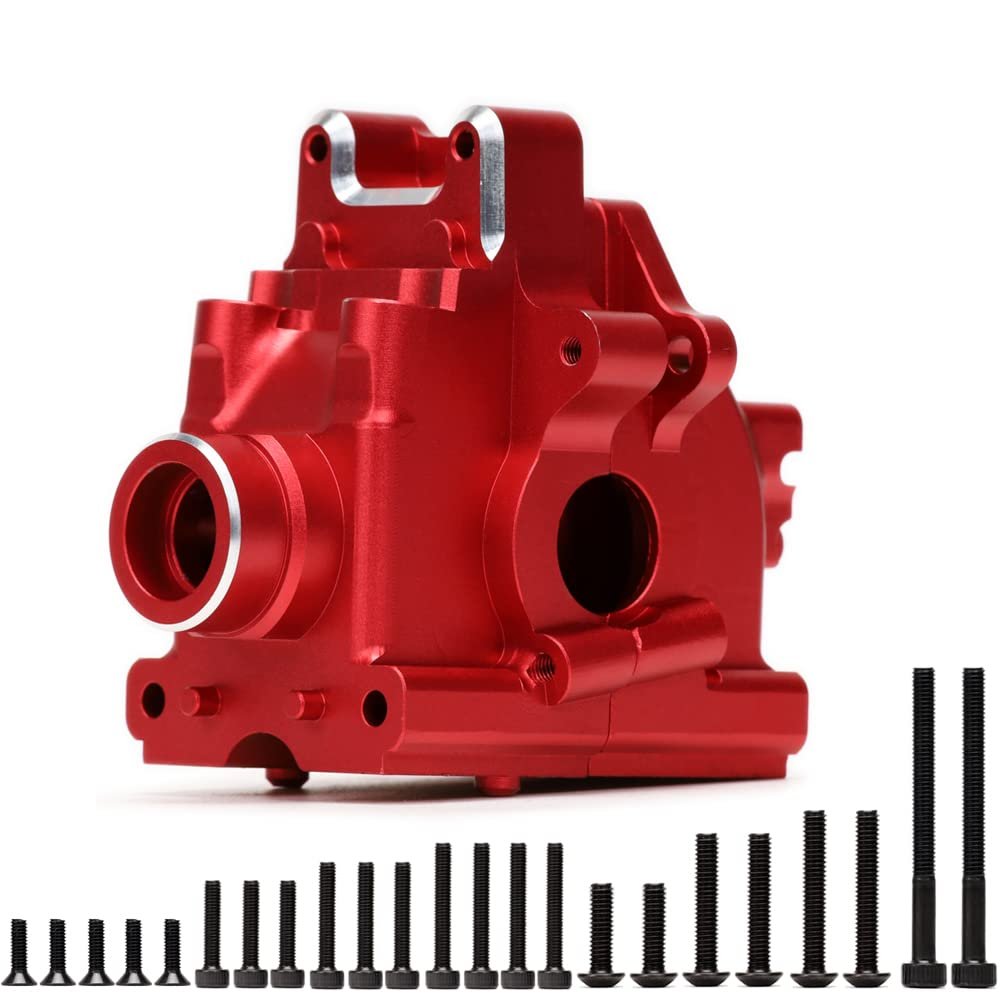 RC GearBox, Aluminum Alloy Front & Rear Universal Gearbox for TRAXXAS 1/8 4WD SLEDG RC Car Replacement Parts(Red)