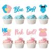 24Pcs Boy or Girl Cupcake Toppers Glitter Feet Onesie Dress Gender Reveal Cupcake Picks Pink or Blue Cake Decorations for Baby Shower Gender Reveal Kids Birthday Party Supplies view 1