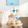 24Pcs Boy or Girl Cupcake Toppers Glitter Feet Onesie Dress Gender Reveal Cupcake Picks Pink or Blue Cake Decorations for Baby Shower Gender Reveal Kids Birthday Party Supplies view 4