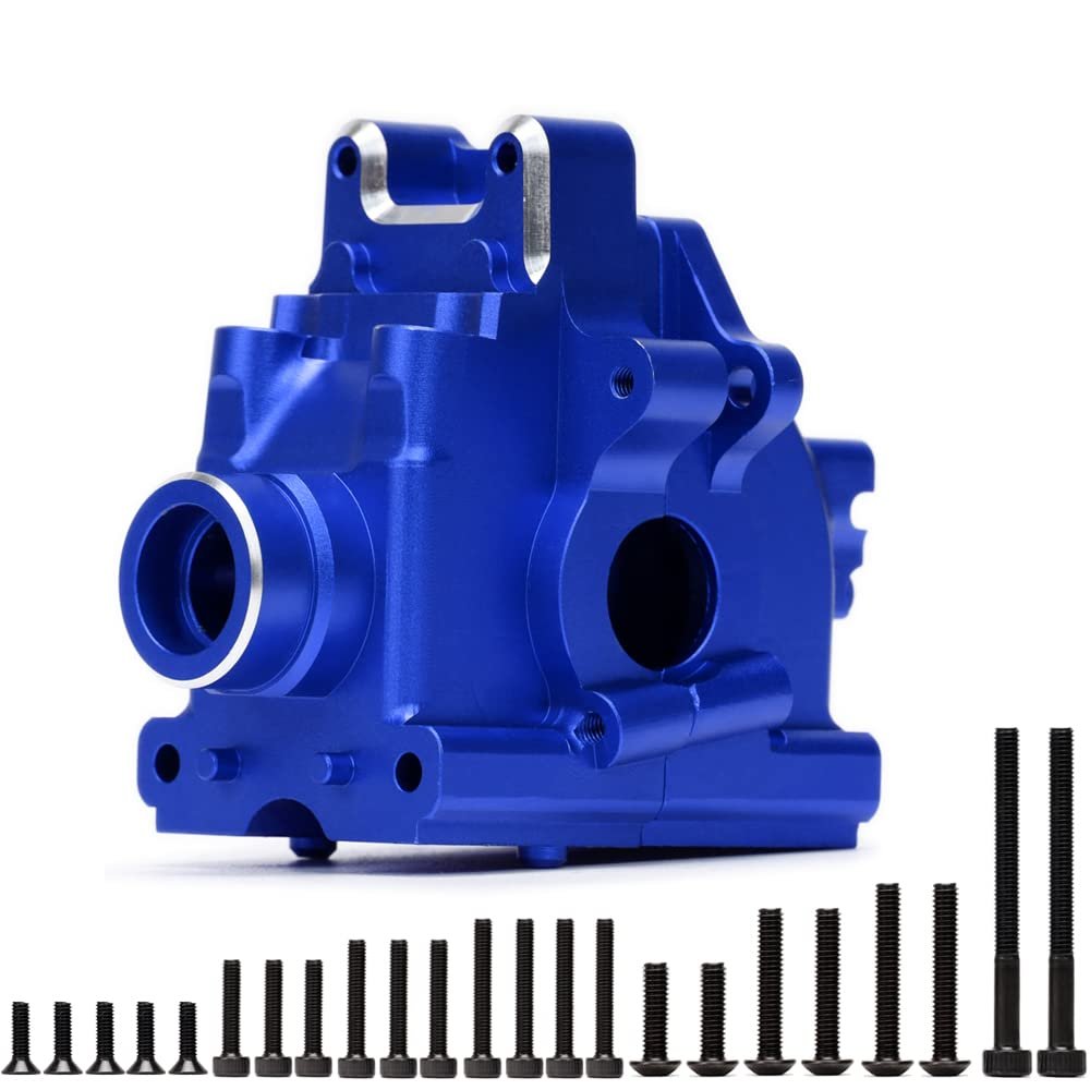 RC GearBox, Aluminum Alloy Front & Rear Universal Gearbox for TRAXXAS 1/8 4WD SLEDG RC Car Replacement Parts(Blue)