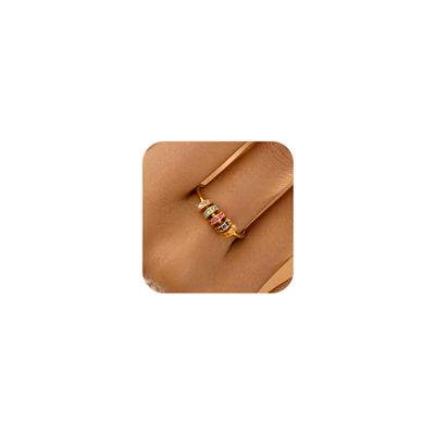 LOVECOM S925 Sterling Silver Fidget Anti Anxiety Rings With Cubic Zirconia Beads Spinner Ring for Women 14k Gold Plated Stress Relief Spinning Ring Jewelry Birthday Gifts for Mom to Daughter