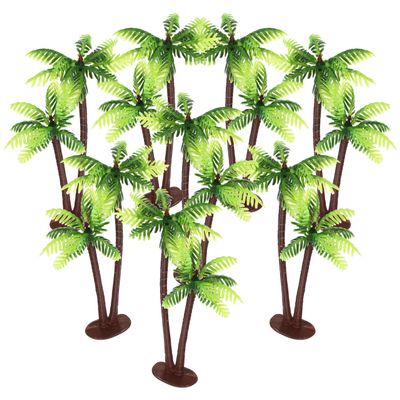 Beavorty Artificial Plants Miniature Palm Tree Mini Artificial Tropical Tree Coconuts Plastic Tree Model 12pcs for Micro Landscape Aquarium Fish Tank Railway Train Decors Cake Mix