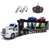 Remote Control Car Transporter Truck Includes 4 Cars - 14" 1:48 Mini RC Toy Semi Truck Trailer with 2pcs Rechargeable Batteries, Carrier Car Truck Vehicle with Lights, Great Gift for Kids Boys Girls view 1