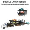 Remote Control Car Transporter Truck Includes 4 Cars - 14" 1:48 Mini RC Toy Semi Truck Trailer with 2pcs Rechargeable Batteries, Carrier Car Truck Vehicle with Lights, Great Gift for Kids Boys Girls view 2