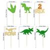 Gyufise 24Pcs Dinosaur Cupcake Toppers Glitter 2 Rex Roar Dinosaur Cupcake Picks Two Years Old Dino Theme Baby Shower Second Birthday Party Cake Decorations Supplies Gold view 2