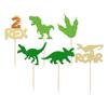 Gyufise 24Pcs Dinosaur Cupcake Toppers Glitter 2 Rex Roar Dinosaur Cupcake Picks Two Years Old Dino Theme Baby Shower Second Birthday Party Cake Decorations Supplies Gold view 3