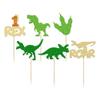 Gyufise 24Pcs Dinosaur 1st Birthday Cupcake Toppers Glitter 1 Rex Roar First Birthday Dinosaur Cupcake Picks Dino Theme Baby Shower 1st Birthday Party Cake Decorations Supplies Gold view 3