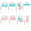 Gyufise 24Pcs Boy or Girl Cupcake Toppers Glitter Mustache Eyelash Gender Reveal Cupcake Picks Pink or Blue Cake Decorations for Baby Shower Gender Reveal Birthday Party Supplies view 2