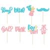 Gyufise 24Pcs Boy or Girl Cupcake Toppers Glitter Mustache Eyelash Gender Reveal Cupcake Picks Pink or Blue Cake Decorations for Baby Shower Gender Reveal Birthday Party Supplies view 3
