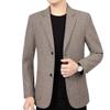 Men Casual Wool Blend Suit Blazer Herringbone Tweed Two Button Business Jacket Lightweight Wedding Sport Coat (Brown,Medium) view 4