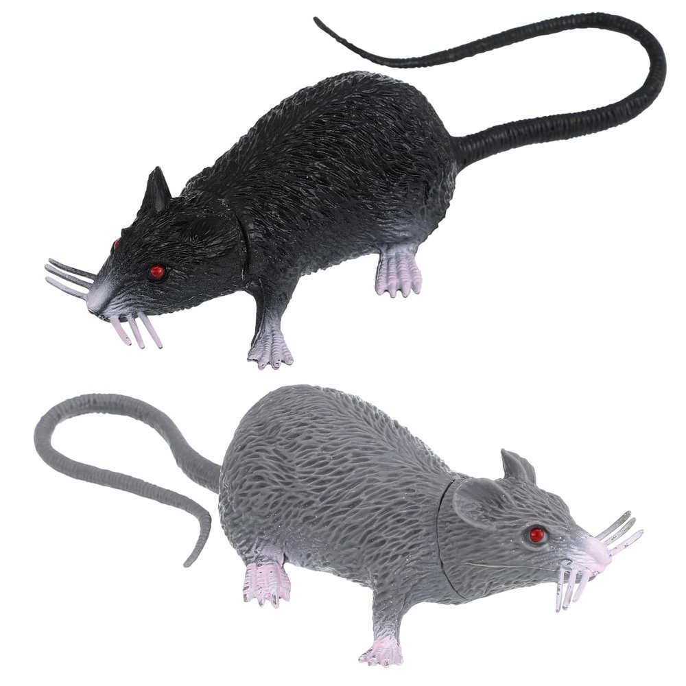 BESTOYARD 2 Pcs Realistic Fake Rat Prank Toys, Mini Simulated Mouse Model, Lifelike Creepy Mouse Figures for Party Tricks, and Fun Interactions