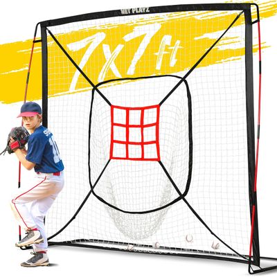 Baseball Net - 9 Strike Zone Pitching Net Hitting Net Batting Practice Net, Baseball Gifts for Kids Children & Teens | Training Aids Equipment 7x7ft