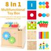 Kizfarm Wooden Montessori Baby Toys, 8-in-1 Wooden Play Kit Includes Object Permanent Box, Coin Box, Carrot Harvest, Shape Sorting & Stacking - Birthday Gift for Boys Girls Toddlers view 2