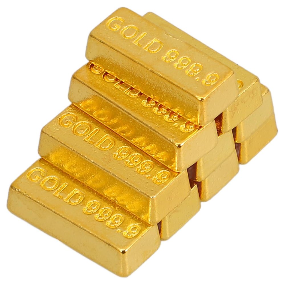 Gadpiparty Gold Bars, Fake Gold Bars, 0.59In Mini Fake Brick Decorative Toy for Dollhouse Miniature Scene Layout