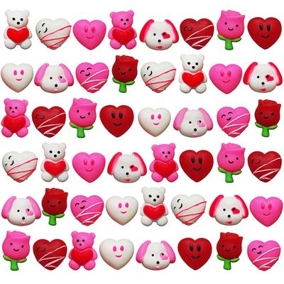 ArtCreativity 48 PCS Mini Valentines Squishies Toys, Bulk Set, 12 Cute Designs, Stress Relief Toys for Kids & Adults, Valentines Gifts, Party Favors, Goodie Bag Stuffers, Fun & Squishy Novelty Toys