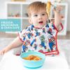 Bumkins Baby Bowl, Silicone Suction, for Babies, Toddlers and Kids, Baby Led Weaning, Feeding Essentials, Platinum Silicone, Non Skid Sticky Bottom, Supplies for Children Ages 6 Months Up, Blue view 4