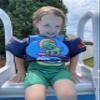 A For Adley Merch, Adley Designed Niko Bear Surfs Up Triceratops Floaties, Blue Kids Floaties for Pool view 2