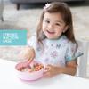 Bumkins Baby Bowl, Silicone Suction, for Babies, Toddlers and Kids, Baby Led Weaning, Feeding Essentials, Platinum Silicone, Non Skid Sticky Bottom, Supplies for Children Ages 6 Months Up, Pink view 3