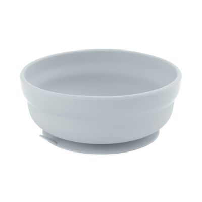 Bumkins Baby Bowl, Silicone Suction, for Babies, Toddlers and Kids, Baby Led Weaning, Feeding Essentials, Platinum Silicone, Non Skid Sticky Bottom, Supplies for Children Ages 6 Months Up, Gray