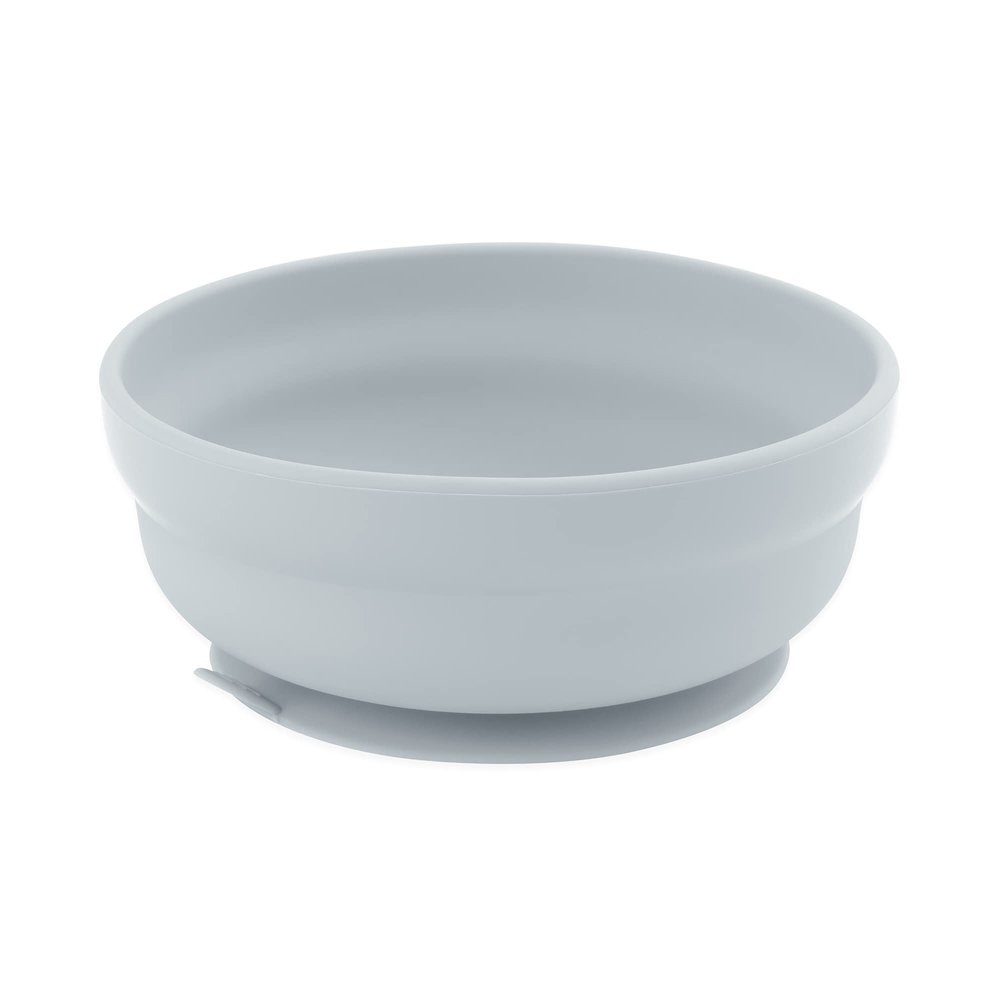 Bumkins Baby Bowl, Silicone Suction, for Babies, Toddlers and Kids, Baby Led Weaning, Feeding Essentials, Platinum Silicone, Non Skid Sticky Bottom, Supplies for Children Ages 6 Months Up, Gray