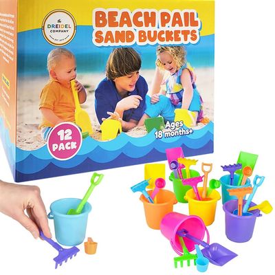 The Dreidel Company Mini Beach Playsets, Play Set Includes 1 Sand Bucket, 1 Shovel, 1 Rake, and 1 Scoop, Birthday Treats for Boys and Girls, Party Favors for Kids and Toddlers (144-Pack)