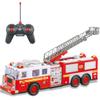 Liberty Imports RC Fire Truck - Big Remote Control Toy Fire Truck - 14" Rescue Fire Engine with Flashing Lights and Siren Sounds, Extendable Rescue Ladder for Kids view 1