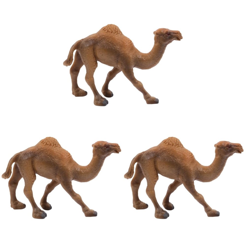 3 Pcs Realistic Camel Figurines - Educational Wildlife Stationary Adornment for Kids - Khaki Decor - Perfect for Play and Learning