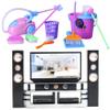 E-TING Miniature Dollhouse Cleaning Tools Set+ Hi-Fi TV Cabinet Set for 7-11.5 inch Dolls Accessories, Multicolored view 1