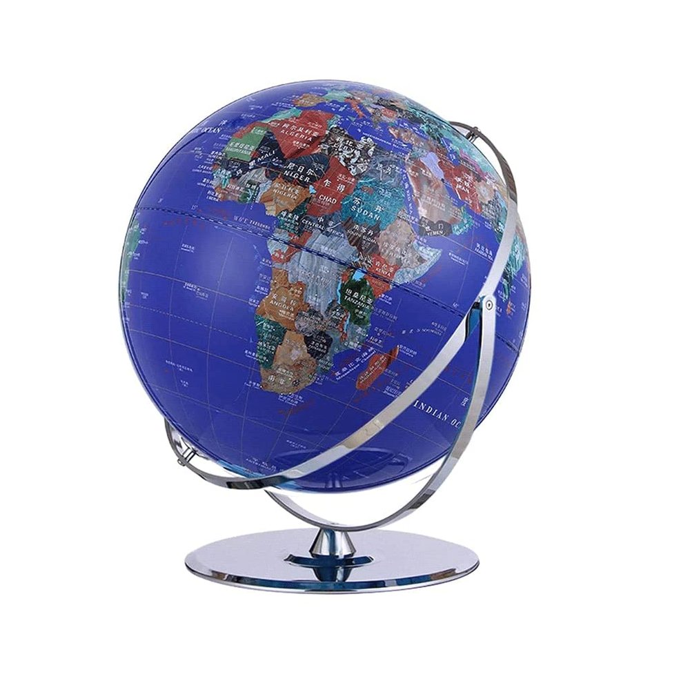 2 in 1 Classic LED World Globe Light with Silver Stand 42cm/16.5" Diameter Antique Globe World Globe for Adults and Kids
