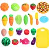 1set Mini Vegetable and Fruit Cutting Set with Orange Mesh Bag for Pretend Play Develops Creativity and Hand-Eye Coordination Food Toy for Boys and Girls view 1