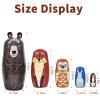 Tngan Nesting Dolls, 5Pcs 6" Tall Russian Nesting Dolls, Handmade Matryoshka for Kids, Wooden Stacking Toys for Christmas Home Wedding Party Decorations (Brown Bear) view 2