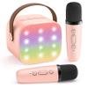 YLL Karaoke Machine for Kids Adults, Bluetooth Mini Speaker with 2 Wireless Microphones, Birthday Valentine's Gifts Toys for Girls Ages 3, 4, 5, 6, 7, 8, 9, 10, 12+ Years Old Toddler Family (P-Ink) view 1