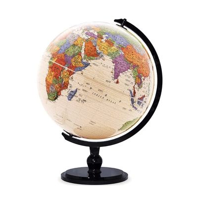 Cute Elegant World Globe Educational Adult Geography Globe Retro Desktop Political Globe With Black Base 12.5 Inch For Adults And Kids