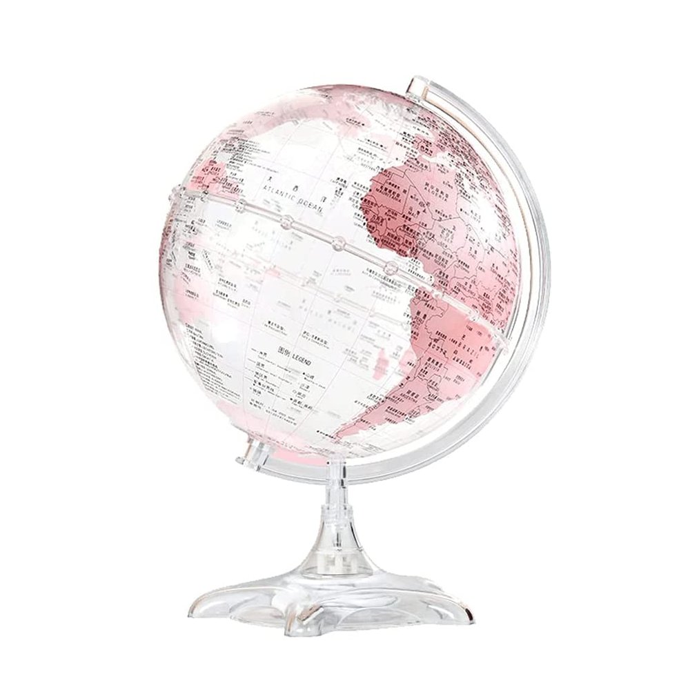 Cute Automatic 360 Rotating World Globe Pink Geographic Globe With World Map Educational Globe Kids World Globe 8.5 Inch
