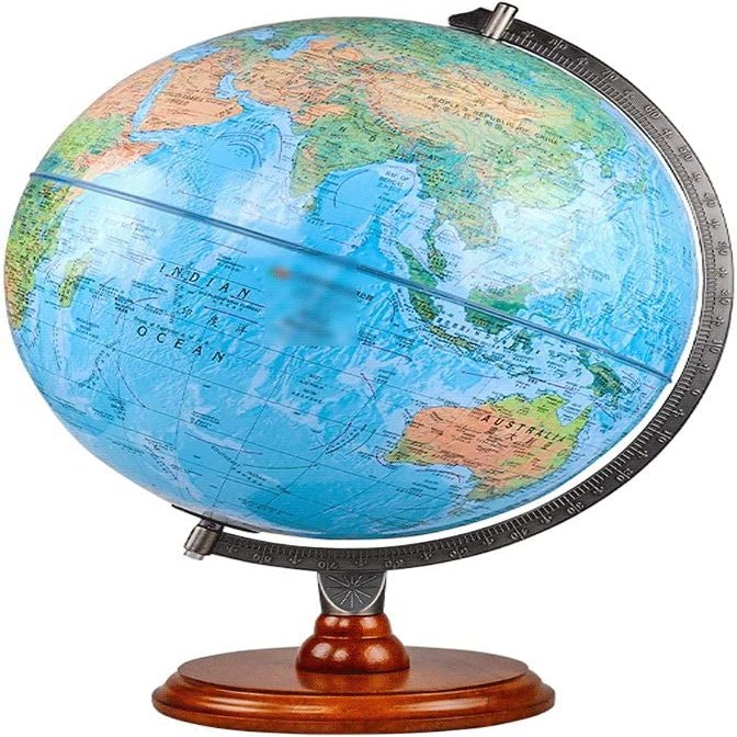 World Globe with Metal Stand Raised Embossed Classic Desktop Classroom Globe Adult and Kids Educational World Globe 12 Inch