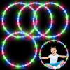 Jerify 4 Pcs 4 Pack LED Hoop Light up LED Glowing Lights Fitness Exercise Hoops 10 Color Changing Exercise Glowing Hoop for Halloween Party Favors Dance Dark Fitness (23 Inch) view 1