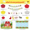 Fiesec Farm Party Decorations, Farm Animal Themed Birthday Party Decorations Backdrop Balloon Arch Garland Banner Tablecloth Cake Cupcake Topper Barn Animals Red Yellow view 2