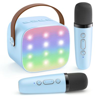 YLL Karaoke Machine for Kids, Portable Mini Speaker with 2 Wireless Microphones, 2026 Top Birthday Toys Gifts for Boys Girls 3, 4, 5, 6, 7, 8, 9, 10, 11, 12+ Years Old Grandkids Family Party (Blue)