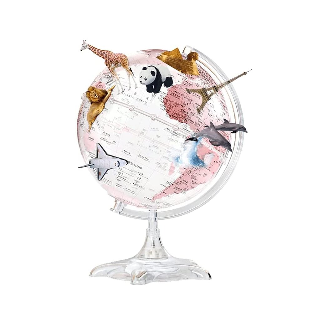 Cute Automatic 360 Rotating World Globe Pink Geographic Globe With World Map Educational Globe Kids World Globe 8.5 Inch