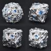 RULE DICE Metal DND Dice Set, 7pcs Hollow Jeweled Eyes Metal D&D Dice Set, 70 Natural Gemstones Hand-Set, Collector's Grade DND Dice, Suitable for Role Playing Game D&D Dice (Silver and Sapphire) view 4