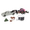 ERTL 1/32 CASE SV340B Skid Steer on Flatbed Trailer with RAM Pickup & Accessories view 1