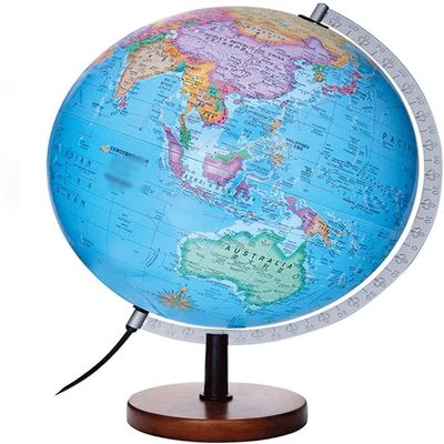 Elegant Retro World Globe Lighting Led Globe Geo Tactile Lighting Globe For Desk Decor 12" With Wooden Stand