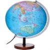 Elegant Retro World Globe Lighting Led Globe Geo Tactile Lighting Globe For Desk Decor 12" With Wooden Stand view 1